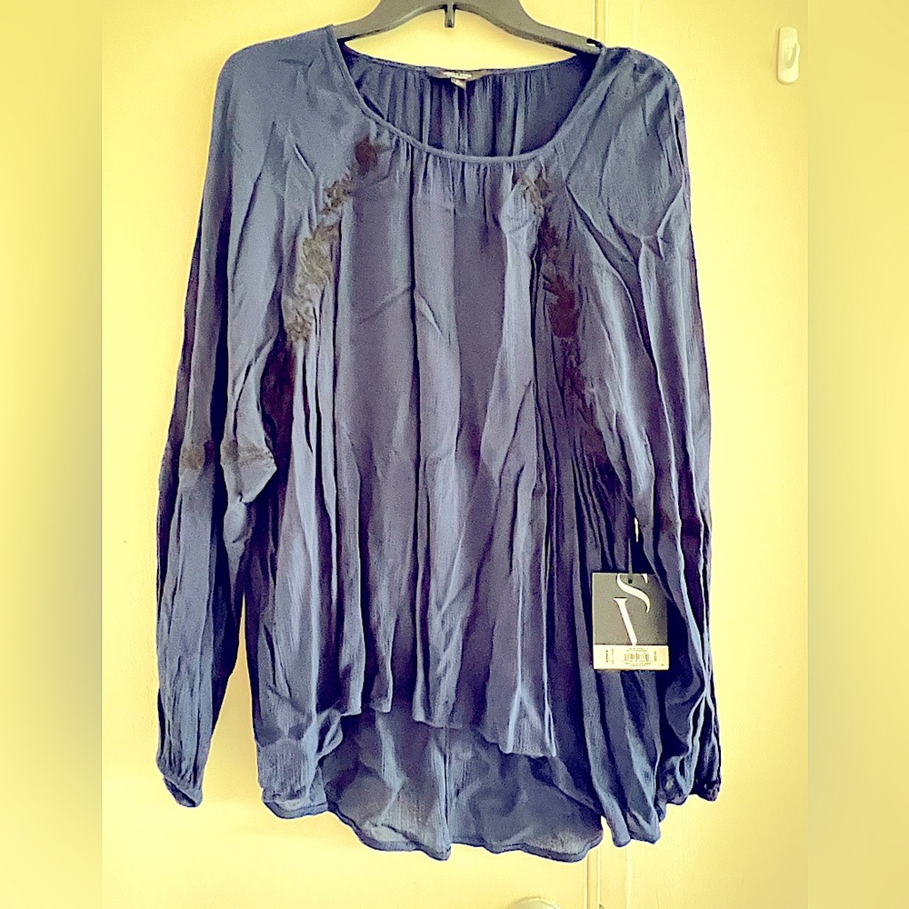 Navy tunic with black embroidery